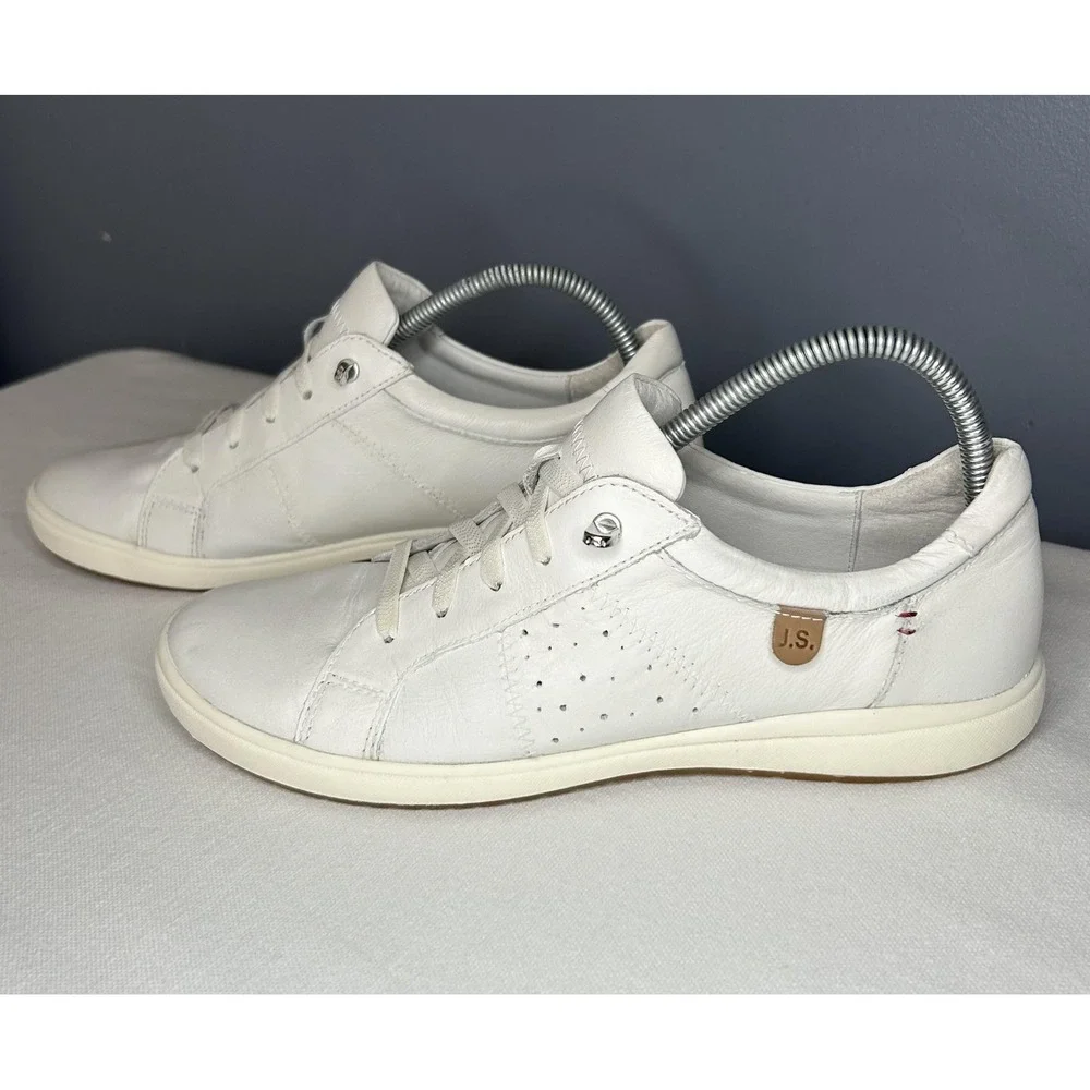 Josef Seibel 67701 Caren Shoes Women 10 41 White Leather Lace Up Comfort Sneaker